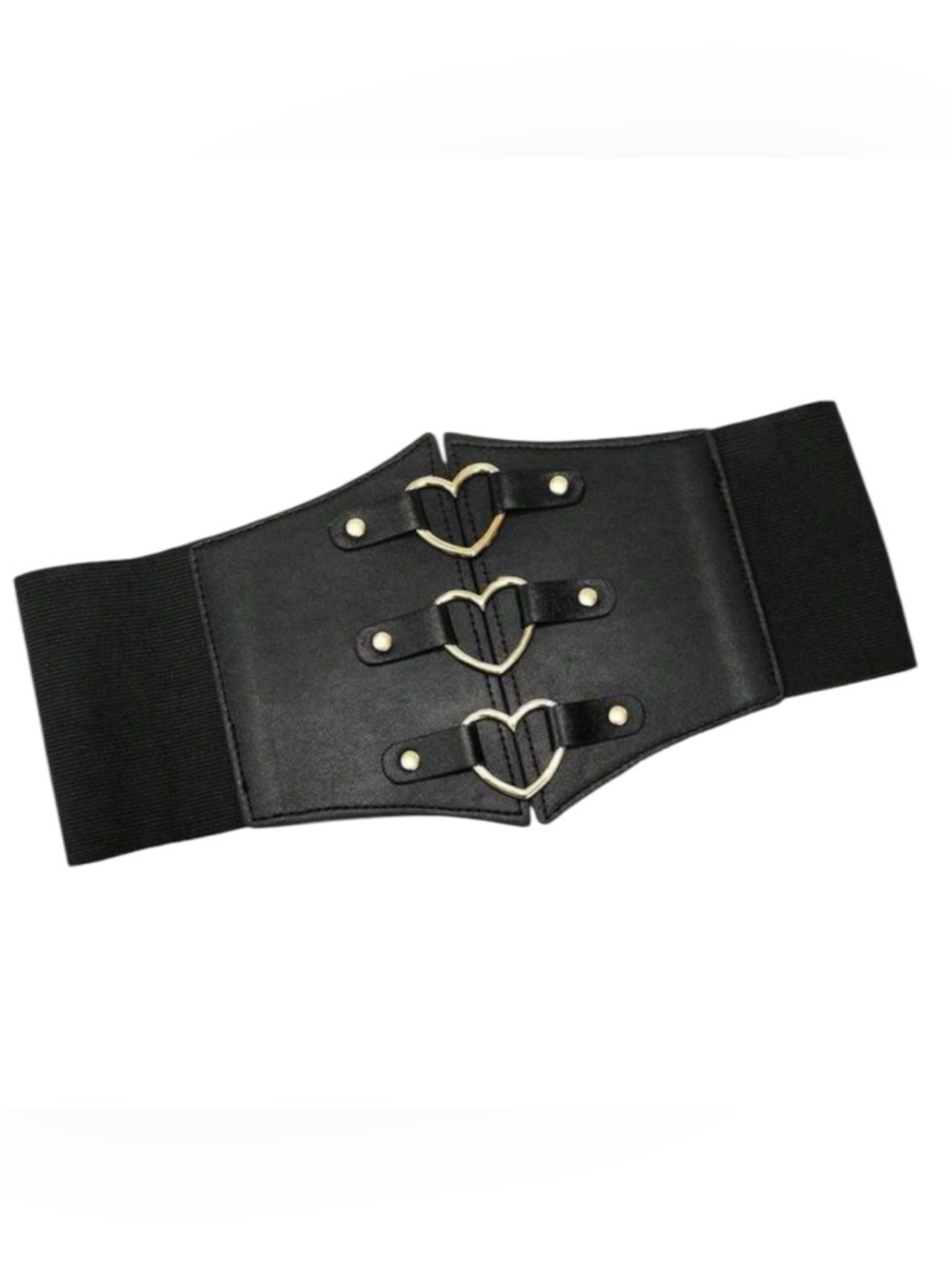 Plus Corset‎ Belt Black Heart Buckle Stretchy Ren Faire Fairycore Cosplay 1X/2X